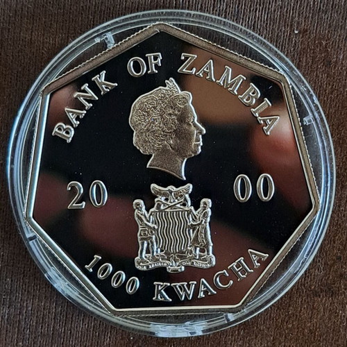 1000 Kwacha 2000 Zambia Proof Coin new