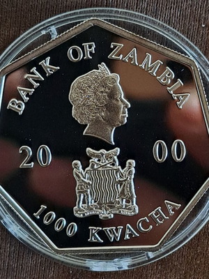 1000 Kwacha 2000 Zambia Proof Coin new