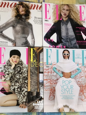 Magazines pack of 5 used Elle, Madame Figaro, Elle Decoration