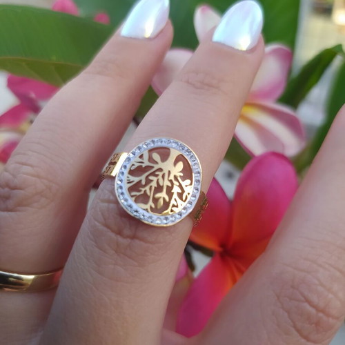 Ring with Tree of Happiness from Stainless Steel new