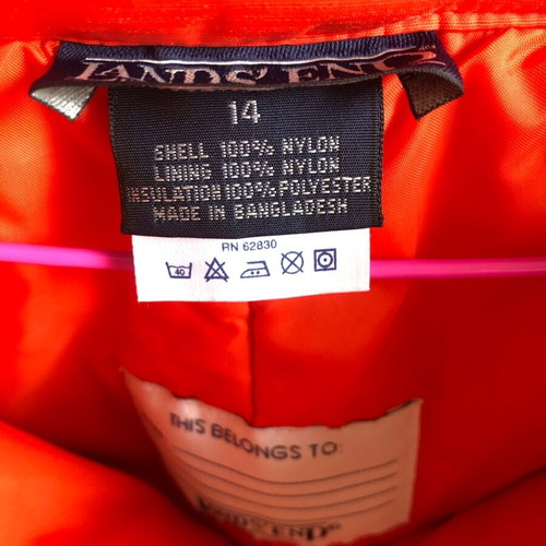Red Landsend ski pants size 14 kids or small women like new