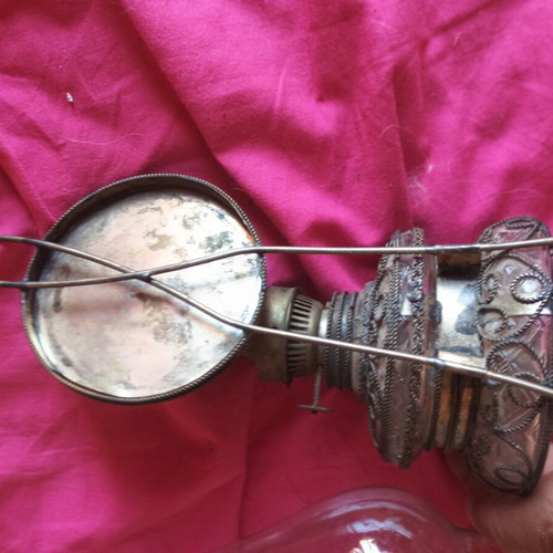 Collectible Ioannina Wall Oil Lamp with Filigree Folk Art