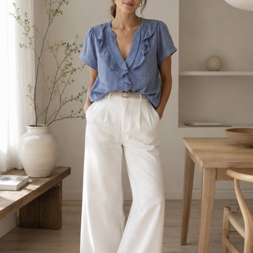 Short-sleeve striped blue white t-shirt H&M