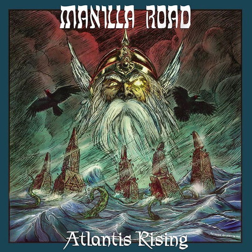 Manilla Road Atlantis Rising limited edition aqua blue/white splatter vinyl LP