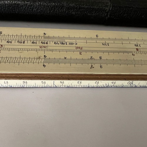 Albert Nestler A.-G. No 40 wooden slide rule used, Germany 1930 with case