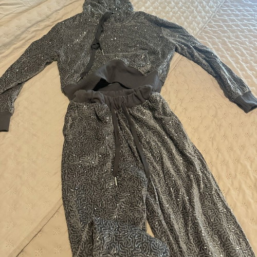 Velvet tracksuit set with sequins, medium