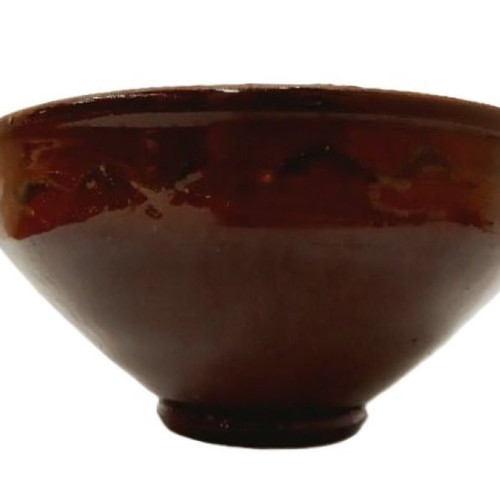 Vintage glazed ceramic bowl like new, round, brown