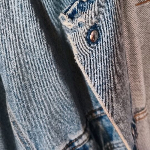Levis jacket men's used, blue, size L with minor sleeve wear