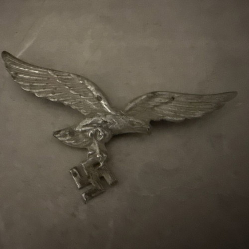 German WWII Cap Eagle Metal Emblem Wehrmacht Militaria