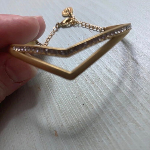 Bracelet made of steel and zircon stones, new, gold color