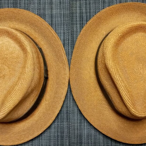 Straw hats "Kavourakia" used, set of 2, 1970s