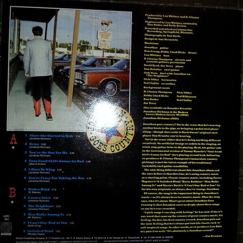 Jonathan Richman Jonathan Goes Country record used, rock