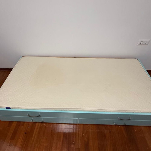 Wardrobe with drawers, bed with mattress, storage, lift-up desk, bookshelf