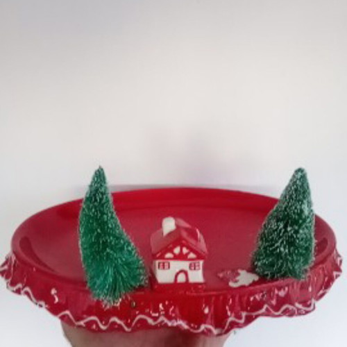 Christmas ceramic platter used with house and tree design