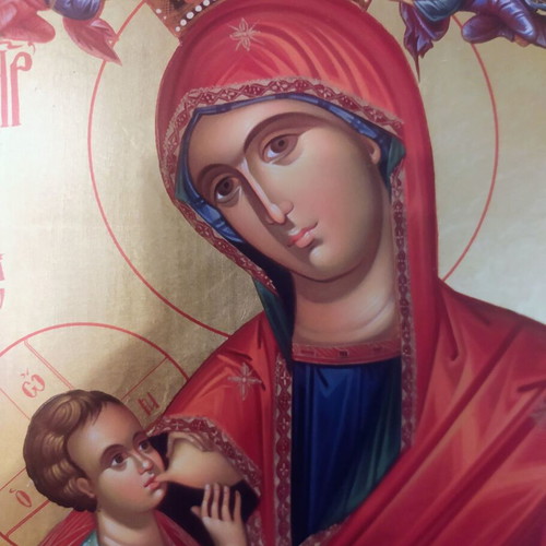 Icon of Panagia Galaktotrofousa new with 24K gold leaf