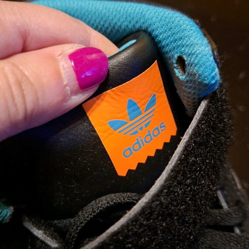 Adidas Originals kids sneakers size 35 like new, black with turquoise details