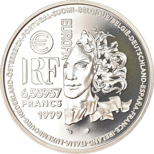 Silver coin France 6.55957 Francs 2000 new with box and certificate