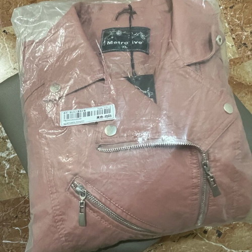 Leather jacket XL new brown pink