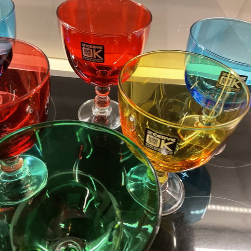 CERVE Deep Ice Cream Bowls Set of 6, Like New, Multicolored Glass