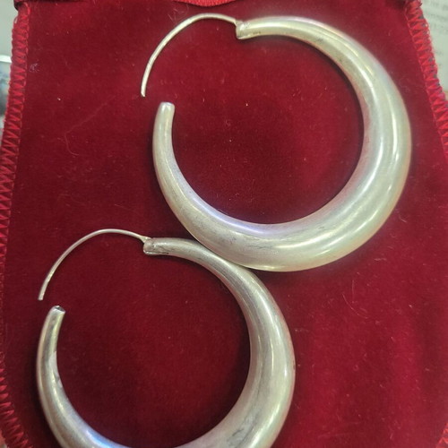 Silver 925 large hoop earrings like new, 6cm