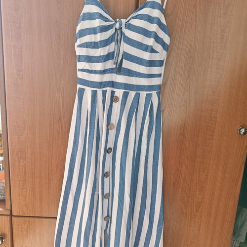 Striped midi dress like new, blue and white with cups