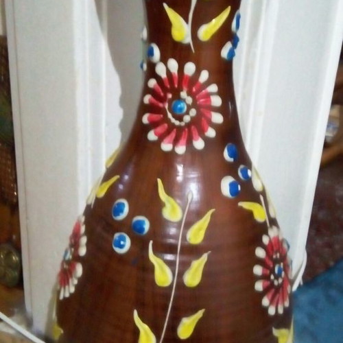 Ceramic floor vase handmade ethnic, 66cm tall, like new, from Mexico