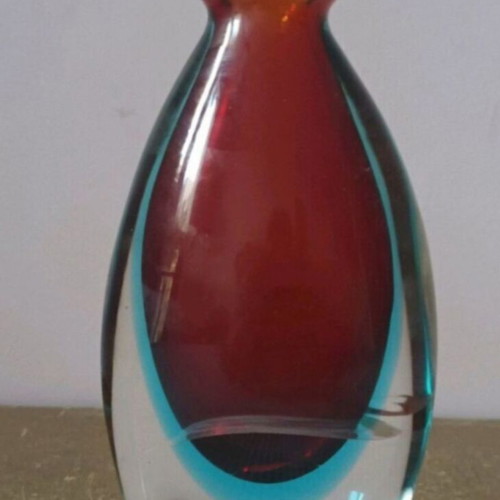 Murano sommerso vase used, 19 cm