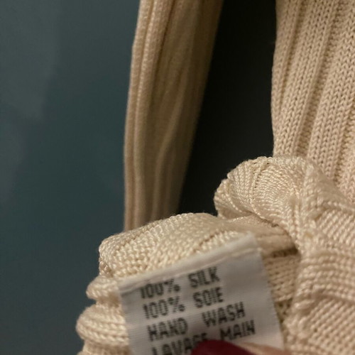 Silk light turtleneck pullover beige used, size small