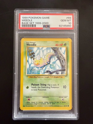 Weedle Pokémon κάρτα Base Set καινούργια, PSA 10