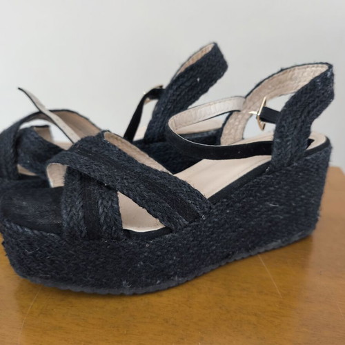 Vintage black espadrille platform sandals size 40 used