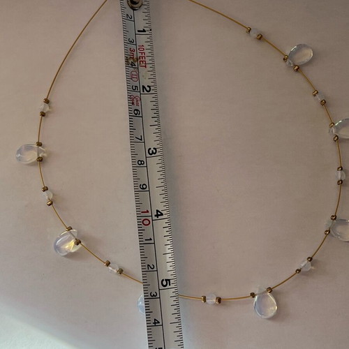Handmade necklace like new with transparent teardrops and gold wire