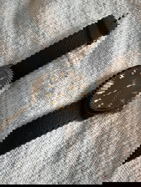 Unisex oozoo ρολόι με μαύρο δερμάτινο strap