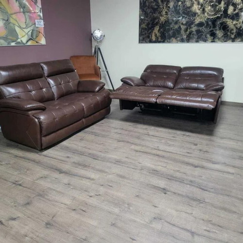 Brown leather La-z-boy sofa set new, two double sofas