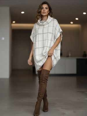Winter dress like new, beige and brown, size XS