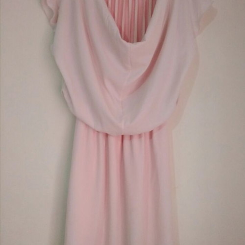 Paranoia women's knee-length dress crepe chiffon luxury fabric size M like new pink rose