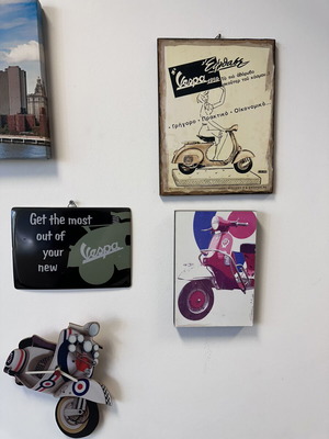 Vespa art prints and clock used set