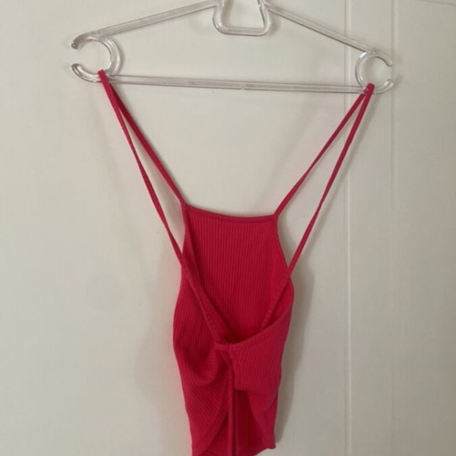 Pink top with open back and tie, like new