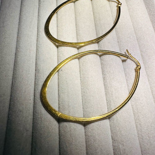 Steel gold oval hoop earrings used