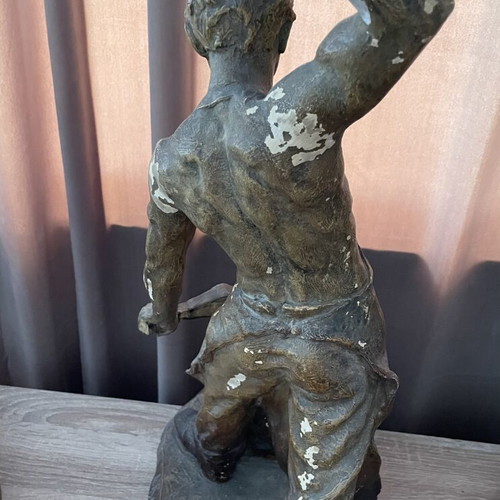 Old ceramic figurine with artist signature, possibly German