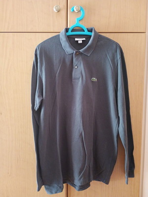 Lacoste men's long sleeve polo shirt like new, dark gray