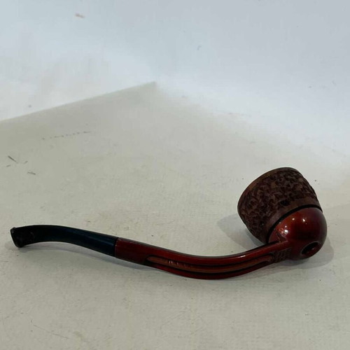 Falcom vintage tobacco pipe used, curved base AN5, carved design 3.5x15