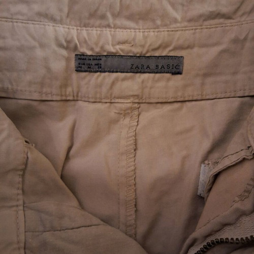 Zara fabric pants used, beige, high-waisted, size M