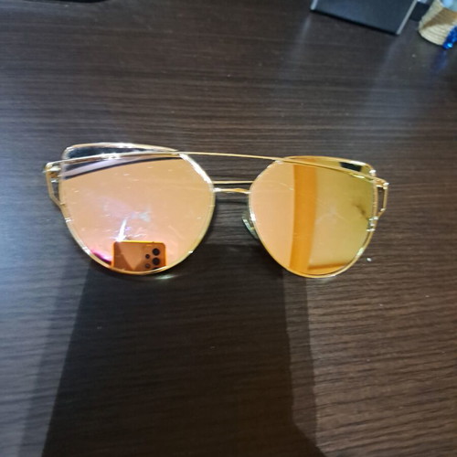 Mirror Sunglasses with Pink Gold Lenses and Gold Metal Frame like new