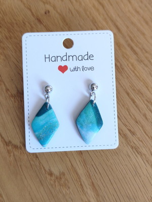 Handmade earrings from fimo, new, blue multicolor