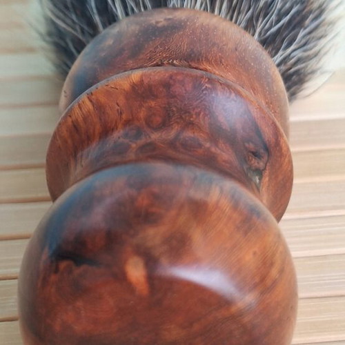 Elite Razor Amboyna Burl Shaving Brush like new, handmade USA