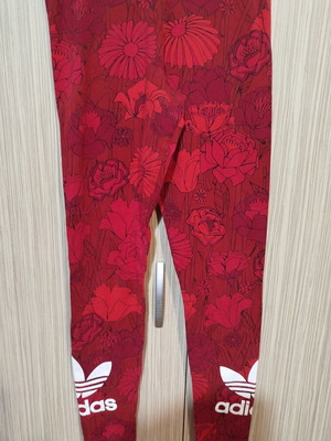 Adidas leggings used, cotton, size XS, red-black