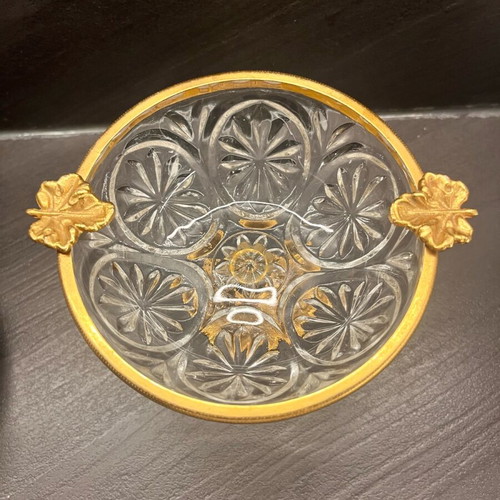 Vintage ashtray like new made of lead crystal and bronze