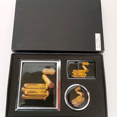 Set of cigarette case, lighter and personal ashtray new