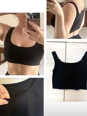 Zara Black Ribbed Crop Tank Top brand new