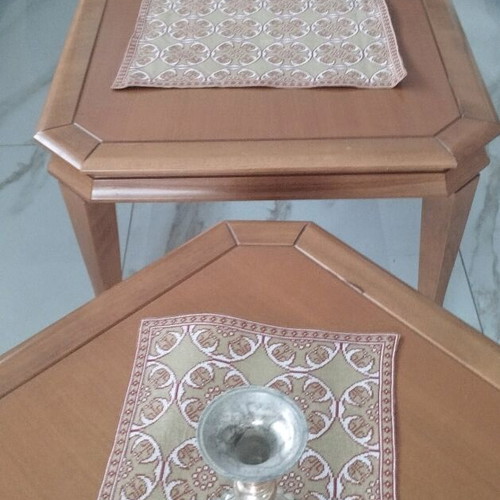Set of 3 Handmade Embroideries Byzantine Rosette on Khaki Canvas like new